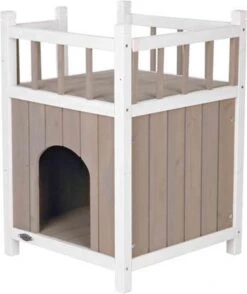 Trixie Kattenhuis Cat's Home Met Balkon Grijs / Wit - 45X65X45 CM -Katten Benodigdheden Winkel 1009x1200 2