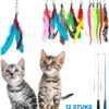 Merkloos 2 Kattenhengels Met 10 Speeltjes – Bewegende Kattenspeeltjes Met Veren En Belletjes – Interactieve Kattenspeelgoed Voor Kittens – Cat Toys -Katten Benodigdheden Winkel 1015x1200 1