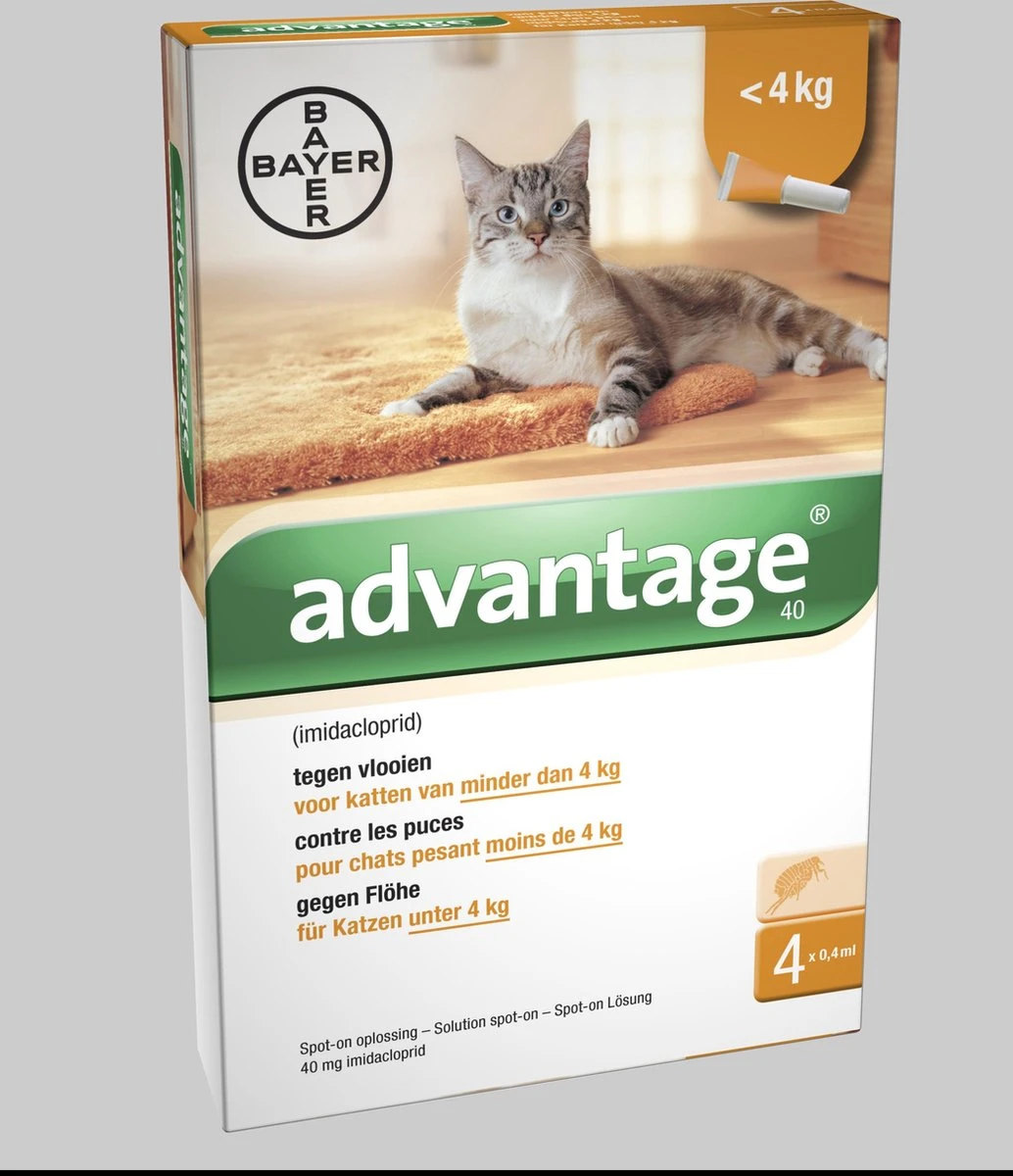 Advantage 40 Vlooiendruppels Kat Tot 4 Kg - 4 Pipetten 3 Advantage 40 Vlooiendruppels Kat Tot 4 Kg - 4 Pipetten