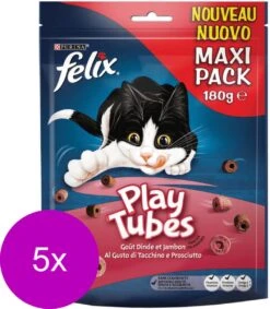 Felix PlayTubes - Kattensnacks Kalkoen & Ham - 5 X 180g -Katten Benodigdheden Winkel 1047x1200