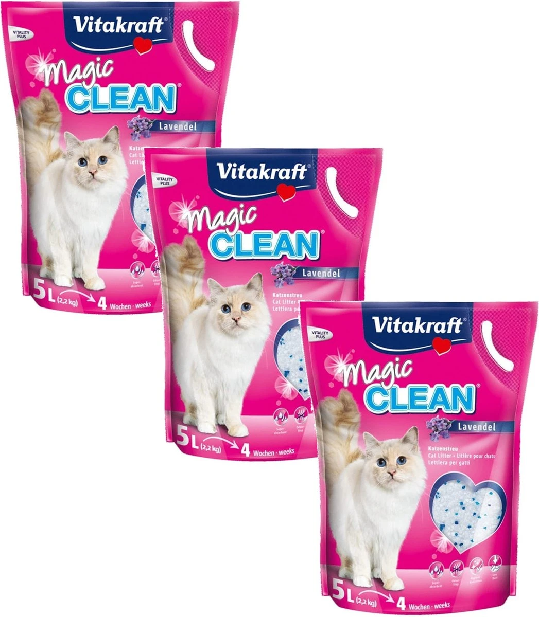 Vitakraft Magic Clean Lavendel - Kattenbakvulling - 3 X 5 L 3 Vitakraft Magic Clean Lavendel - Kattenbakvulling - 3 X 5 L