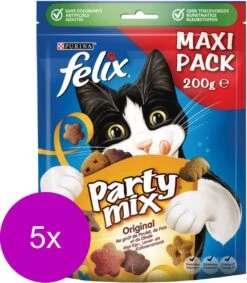 Felix Party Mix - Kattensnacks Original Mix - 5 X 200g -Katten Benodigdheden Winkel 1048x1200