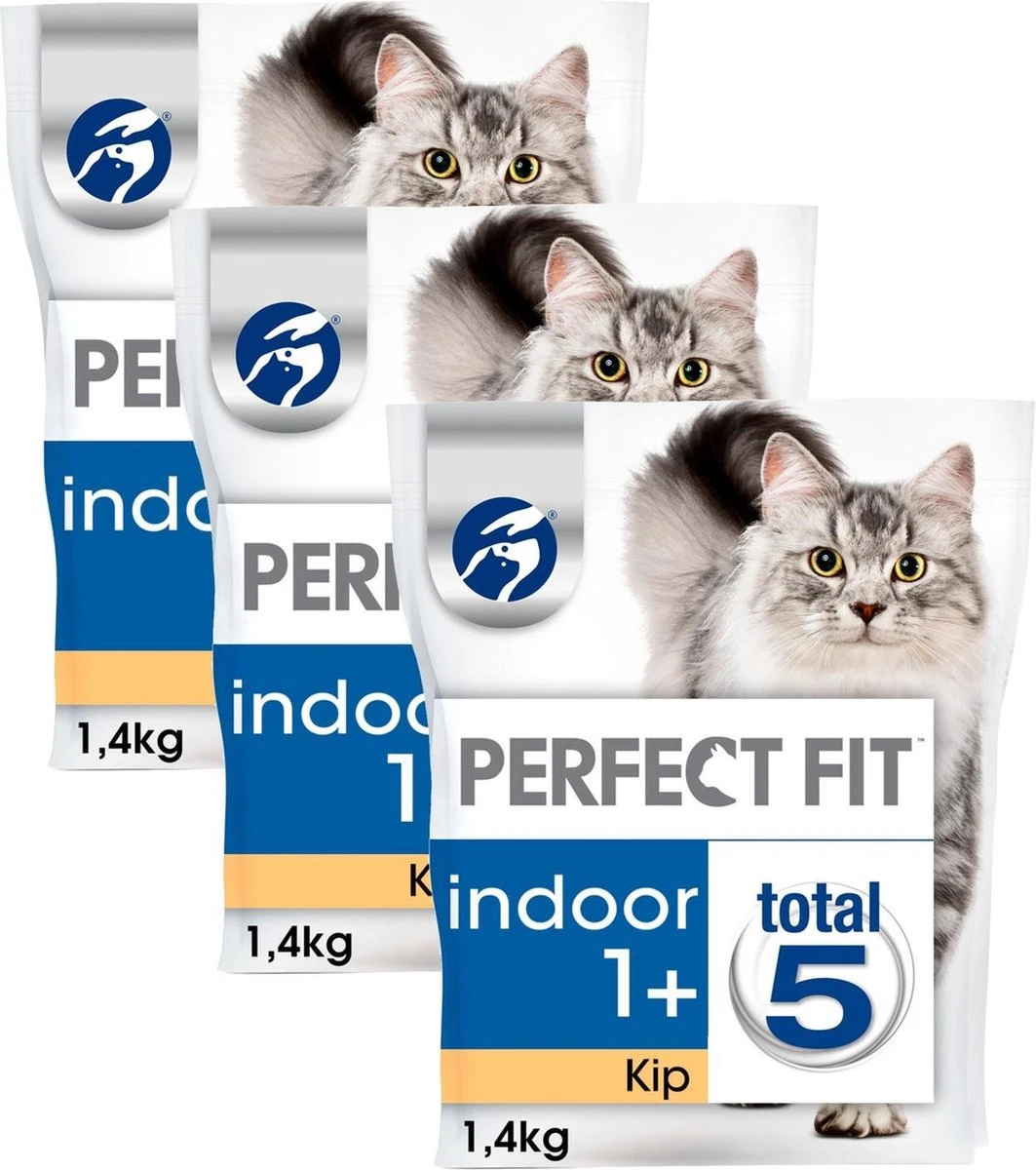 Perfect Fit Droogvoer Adult Indoor Kip - Kattenvoer - 3 X 1.4 Kg 3 Perfect Fit Droogvoer Adult Indoor Kip - Kattenvoer - 3 X 1.4 Kg