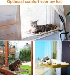 Merkloos Kattenhangmat – Hangmat Kat – Kattenmand Raam – Kattenkussen – Kattenbed – Poezenmand – Beige -Katten Benodigdheden Winkel 1114x1200 2