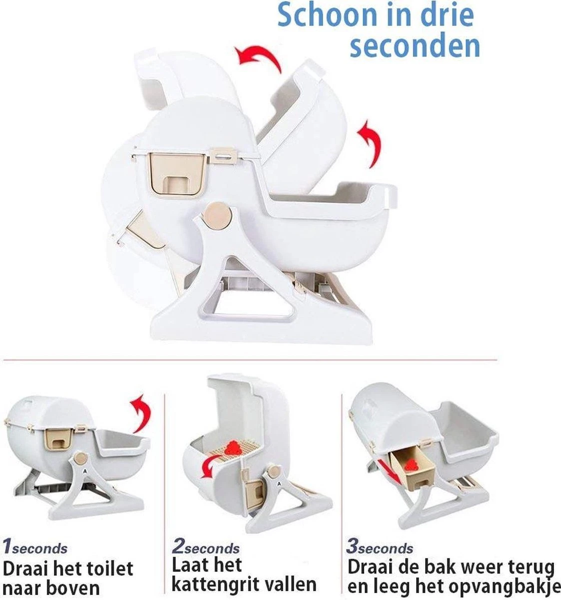 Eyzo Zelfreinigende Kattenbak Roze - 50x50x46 Cm - Toilet Voor Katten 4 Eyzo Zelfreinigende Kattenbak Roze - 50x50x46 Cm - Toilet Voor Katten - Afbeelding 2