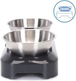 Nobleza Katten Voerbakjes - Ergonomische Dubbele Voerbak - Anti Braak Voerbak Voor Katten - Zwart - Dubbel - RVS -Katten Benodigdheden Winkel 1126x1200 2