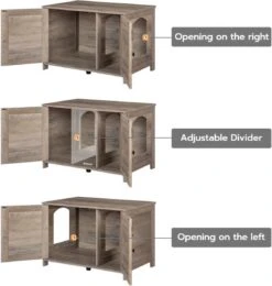 Kattenhuis Met Dubbele Deurtjes - Kattenkast Met Ruimte Voor Kattenbak - Kist Met Grote Opbergruimte - Bruikbaar Als Bank &bijzettafel - Voor In Slaapkamer & Gang - Greige -Katten Benodigdheden Winkel 1142x1200 1