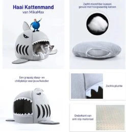 MikaMax Haai Hondenmand - Kattenmand - Dierenmand - Huisdierkussen - Mand Of Bed - Origineel - Extra Zacht Materiaal - 42 X 42 X 36 Cm -Katten Benodigdheden Winkel 1151x1200 3