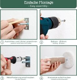 Pfotenolymp® Kattenklimwand - Wandmontage - 22 X 6 Cm - 2 Klimtreden Voor Klimlandschap - Klimboom - Klimwand Voor Katten Met Sisal -Katten Benodigdheden Winkel 1154x1200 14