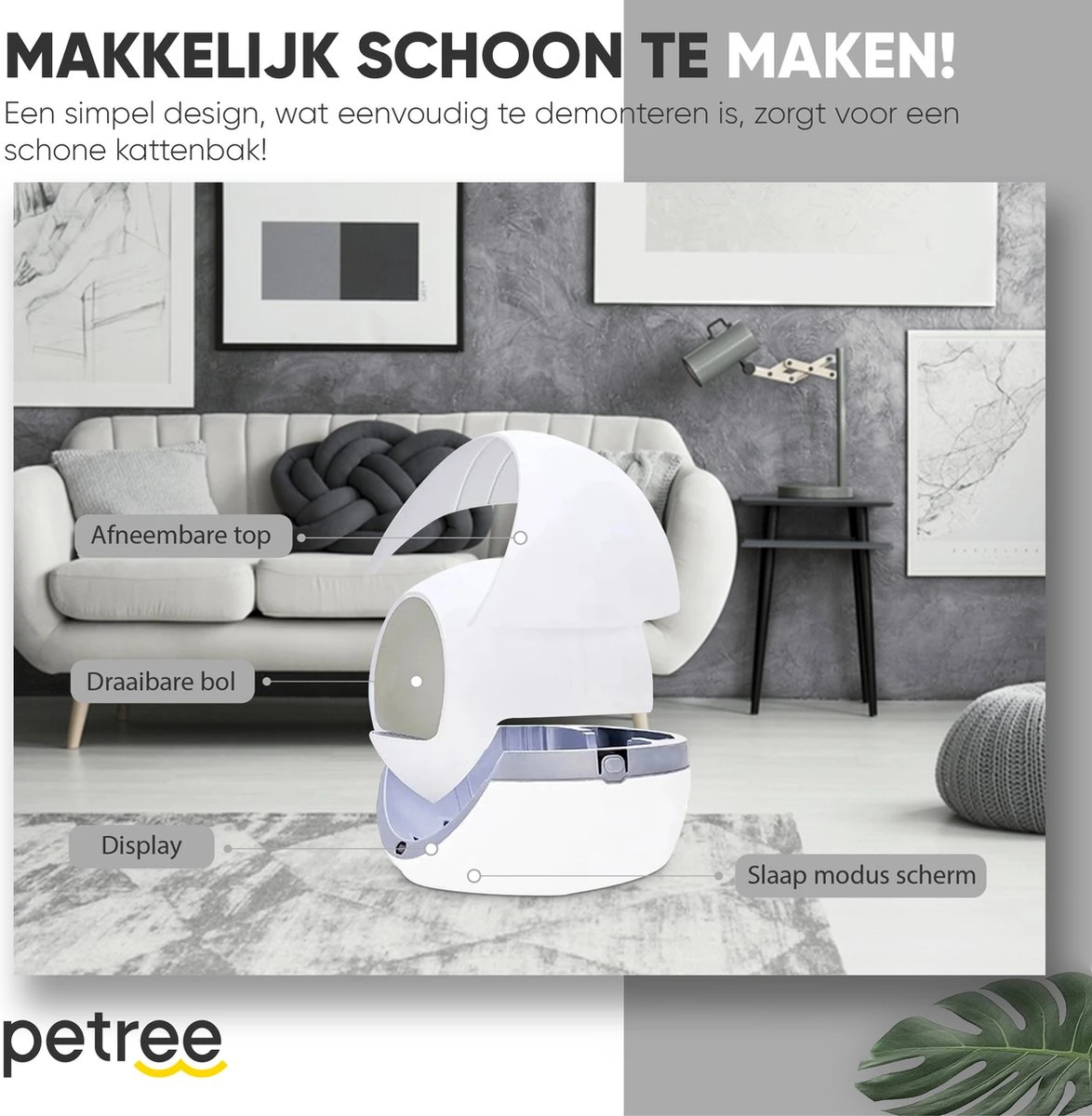 Petree Dome- Zelfreinigende Kattenbak - Automatisch - Katten - Anti-geur - 60 X 35 X 60 Cm 8 Petree Dome- Zelfreinigende Kattenbak - Automatisch - Katten - Anti-geur - 60 X 35 X 60 Cm - Afbeelding 6