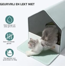Kattenbak Villa Met Dubbele Voerbak En Kattenbakmat – Kat - Drinkbak – Modern En Stijlvol - Design - Groen -Katten Benodigdheden Winkel 1177x1200 4