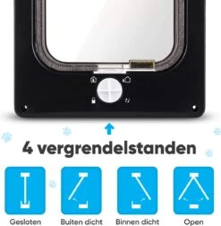 BFreshPets Kattenluik + Massageborstel - Met Tunnel - 4 Vergrendelingsstanden - Weersbestendig - Maat L - Zwart - 27 X 24 Cm -Katten Benodigdheden Winkel 1177x1200 7