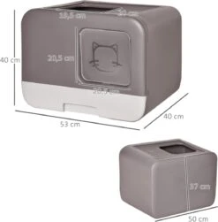 Kattenbak - 2 Uitgangen - Kattentoilet - Uitschuifbare Bodem - Met Schepje - Grijs 53 X 40 X 40 Cm -Katten Benodigdheden Winkel 1179x1200 30