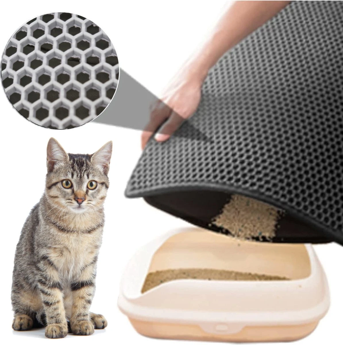 Blue Eyes Kattenbakmat, 30 Cm X 40 Cm, (!!! MAAT !!!) Kattenbakmat, Kattenbakonderlegger, Honingraatdesign, Kattenbak, Waterdicht, Dubbellaags Ontwerp, Honingraatmat (grijs) 7 Blue Eyes Kattenbakmat, 30 Cm X 40 Cm, (!!! MAAT !!!) Kattenbakmat, Kattenbakonderlegger, Honingraatdesign, Kattenbak, Waterdicht, Dubbellaags Ontwerp, Honingraatmat (grijs) - Afbeelding 5