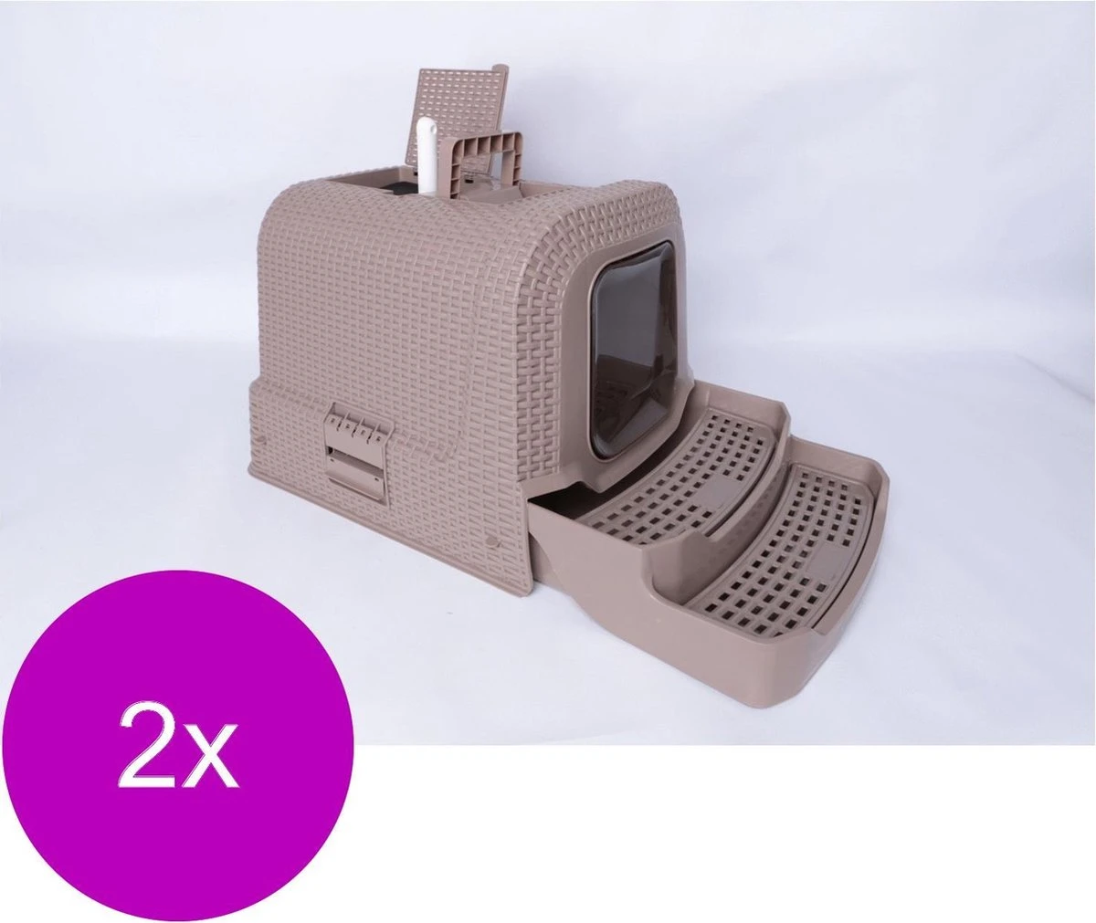 Adori Kattentoilet Rattan 69x42x41 Cm - Kattenbak - 2 X Taupe 3 Adori Kattentoilet Rattan 69x42x41 Cm - Kattenbak - 2 X Taupe