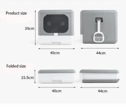 Kattenbak | 2 Ingangen | Opening Bovenkant En Onder | Inklapbaar | Grijs -Katten Benodigdheden Winkel 1200x1013 1