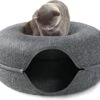 Merkloos A.K.A. Kattentunnel En Kattenmand In-1 – Kattenspeelgoed Speeltunnel Kattenhuis – Kattenhol Rond Kattenspeeltjes - Cat Cave Donut - Antraciet Vilt -Katten Benodigdheden Winkel 1200x1019 12