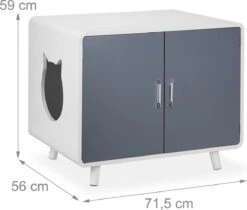 Relaxdays Kattenbak Ombouw Design - Kattenhuis Op Pootjes - Kattenmeubel Wit - Kattenkast -Katten Benodigdheden Winkel 1200x1021 1