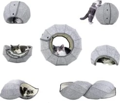 Merkloos Kattenmand Multifunctioneel – Kattenspeelgoed Speeltunnel Kattenhuis – Kattenhol Rond Kattenspeeltjes Kattentunnel - Cat Cave Donut - Grijs Vilt -Katten Benodigdheden Winkel 1200x1033 9