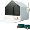Kattenbak Villa Met Dubbele Voerbak En Kattenbakmat – Kat - Drinkbak – Modern En Stijlvol - Design - Groen -Katten Benodigdheden Winkel 1200x1045 10