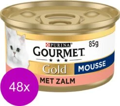 Gourmet Gold Mousse 85 G - Kattenvoer - 48 X Zalm -Katten Benodigdheden Winkel 1200x1059 2