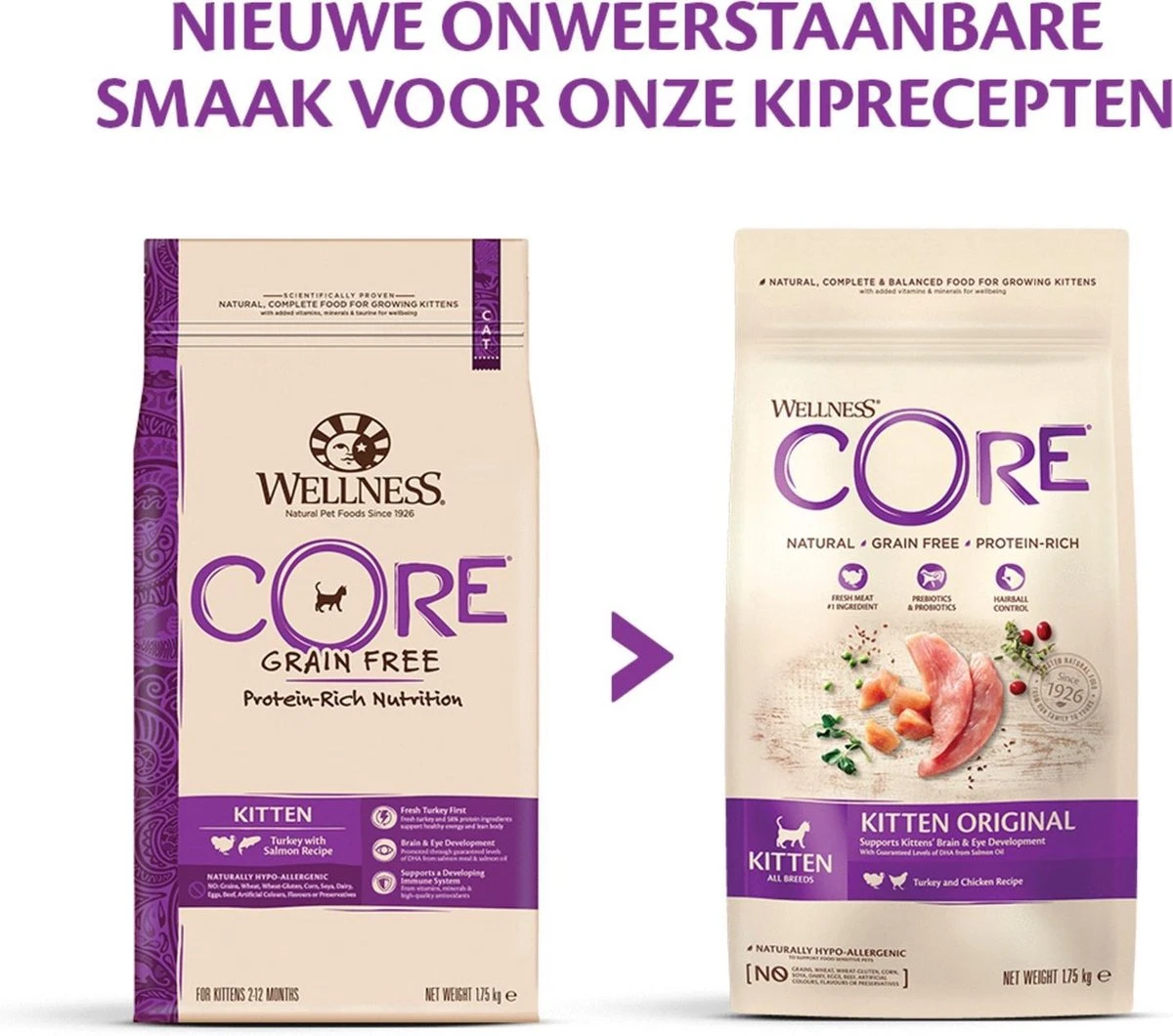 Wellness Core Grain Free Kitten - Kalkoen & Kip - Kattenvoer - 1.75 Kg 4 Wellness Core Grain Free Kitten - Kalkoen & Kip - Kattenvoer - 1.75 Kg - Afbeelding 2
