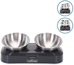 Nobleza Katten Voerbakjes - Ergonomische Dubbele Voerbak - Anti Braak Voerbak Voor Katten - Zwart - Dubbel - RVS -Katten Benodigdheden Winkel 1200x1063 1