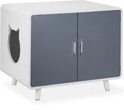 Relaxdays Kattenbak Ombouw Design - Kattenhuis Op Pootjes - Kattenmeubel Wit - Kattenkast -Katten Benodigdheden Winkel 1200x1067 3