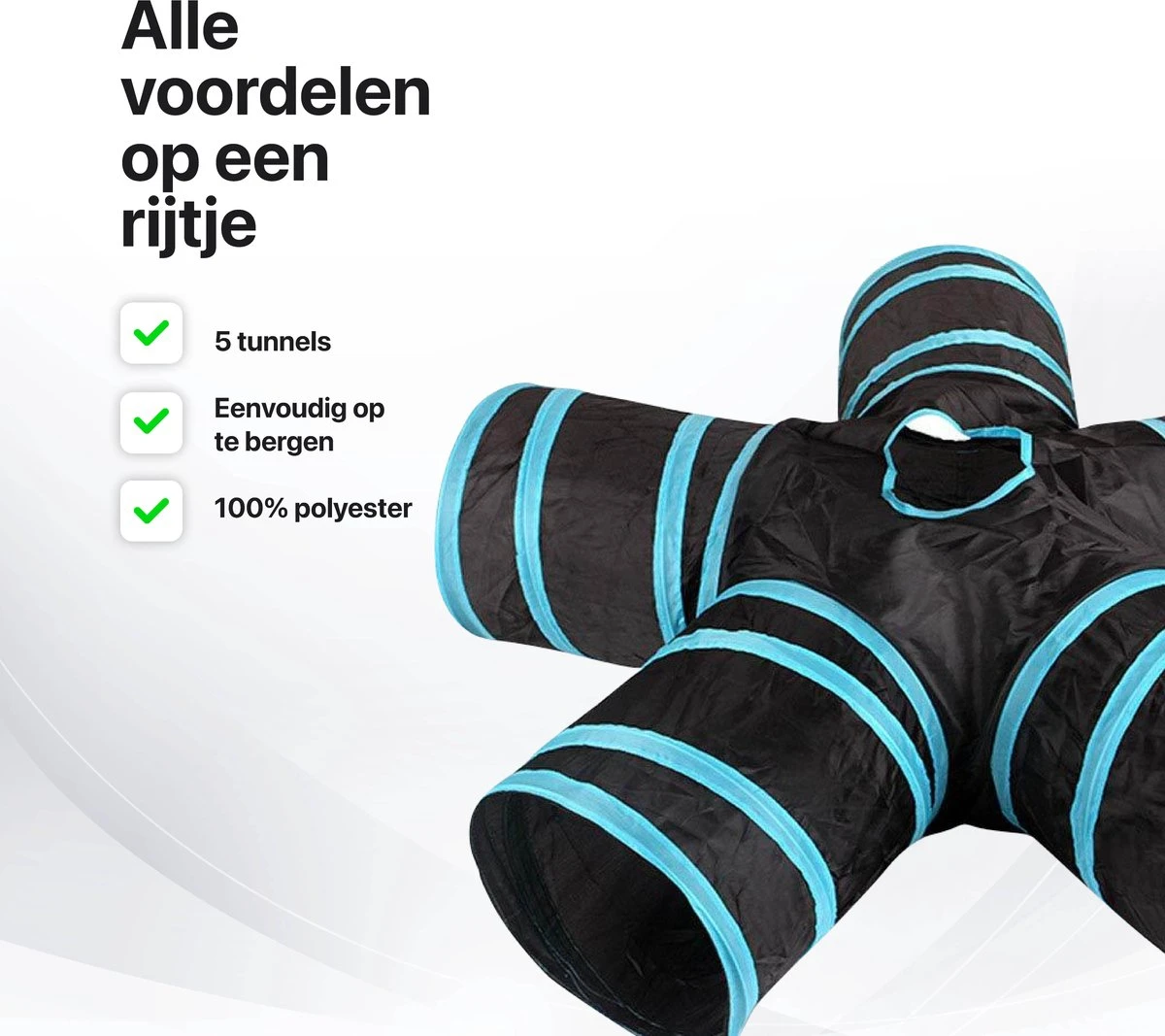 Tavaro Kattentunnel 5 Gangen - Met Speelbal - Kattenspeelgoed - Zwart / Blauw 7 Tavaro Kattentunnel 5 Gangen - Met Speelbal - Kattenspeelgoed - Zwart / Blauw - Afbeelding 5