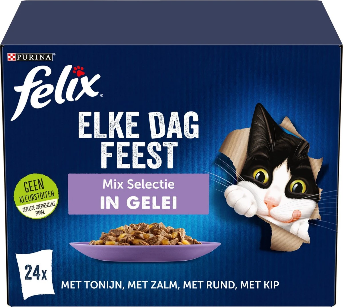 Felix Elke Dag Feest Mix Selectie In Gelei Kattenvoer Nat 4(24-pack) 3 Felix Elke Dag Feest Mix Selectie In Gelei Kattenvoer Nat 4(24-pack)