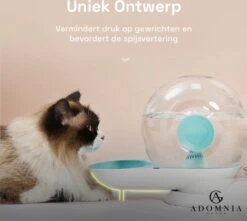 AdomniaGoods - Automatische Katten Voerbak - Antislip Honden Voerbak - Unique Transparant/grijs Design - Altijd Hygiënisch Schoon Water! -Katten Benodigdheden Winkel 1200x1075