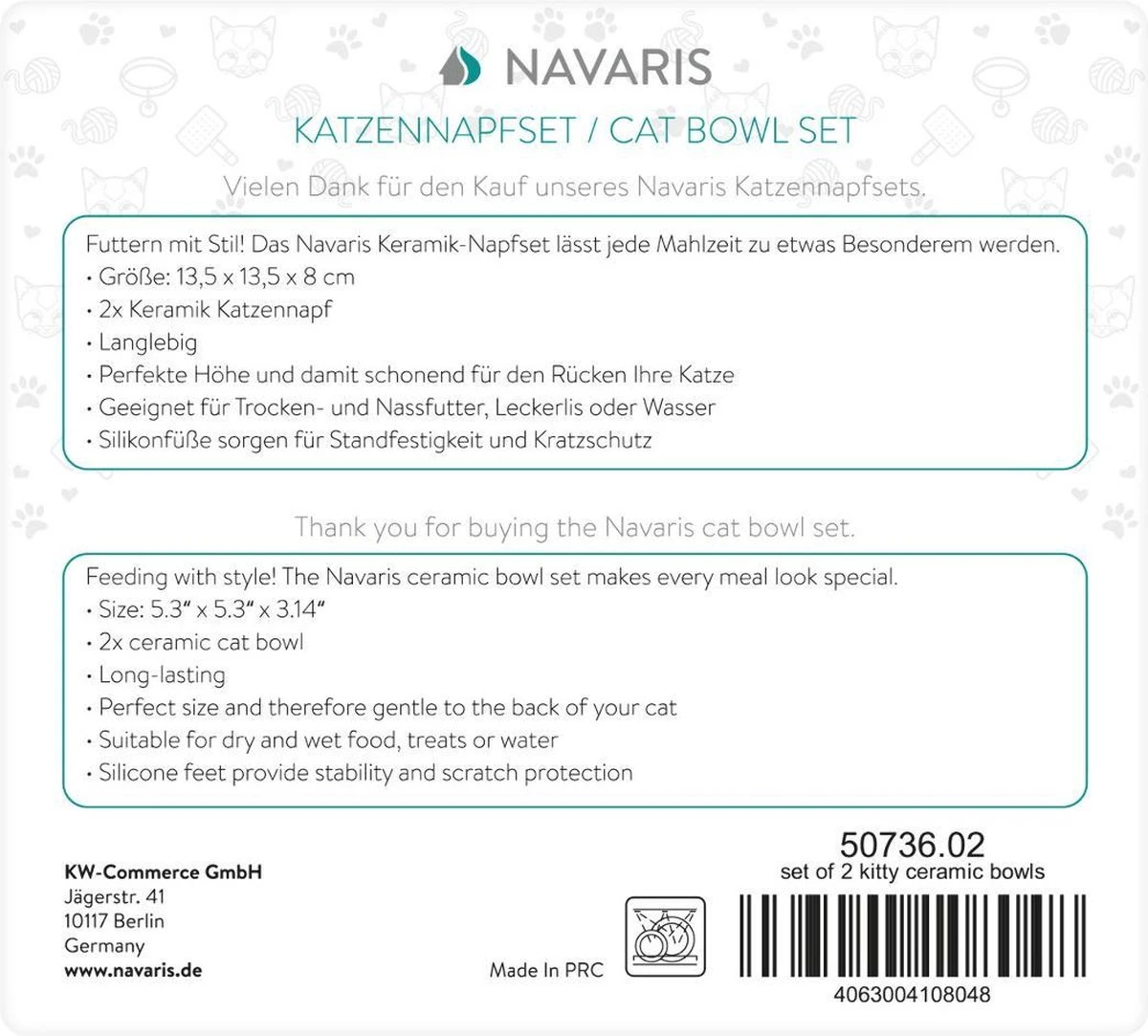 Navaris Voerbakjes Voor Katten - Set Van 2 Voer- En Waterbakken - Etensbak Van Keramiek - Met Antislip Voetjes - Kattenvorm - Roze/Groen 4 Navaris Voerbakjes Voor Katten - Set Van 2 Voer- En Waterbakken - Etensbak Van Keramiek - Met Antislip Voetjes - Kattenvorm - Roze/Groen - Afbeelding 2