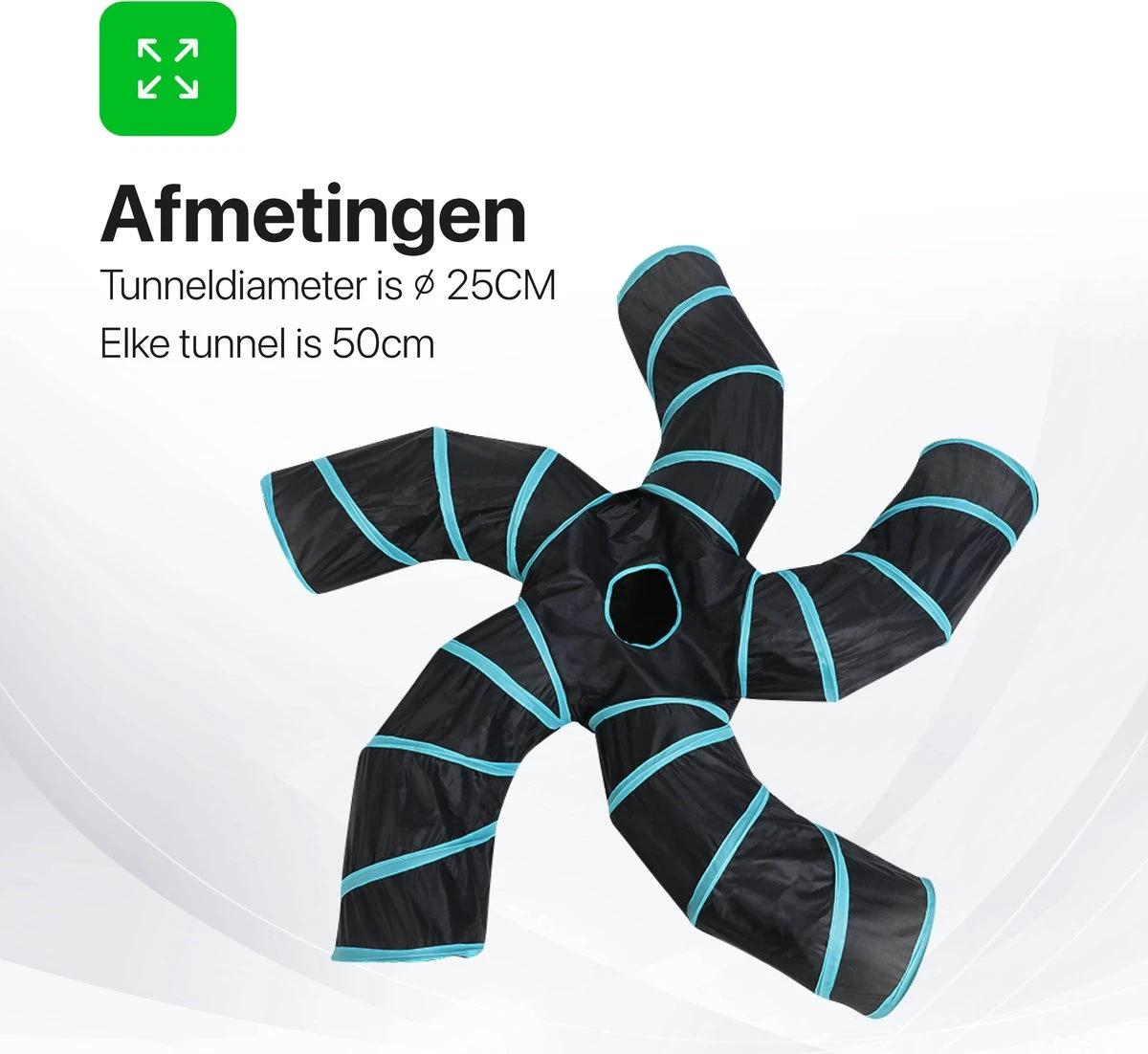 Tavaro Kattentunnel 5 Gangen - Met Speelbal - Kattenspeelgoed - Zwart / Blauw 10 Tavaro Kattentunnel 5 Gangen - Met Speelbal - Kattenspeelgoed - Zwart / Blauw - Afbeelding 8