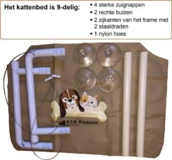 Merkloos Kattenhangmat – Hangmat Kat – Kattenmand Raam – Kattenkussen – Kattenbed – Poezenmand – Beige -Katten Benodigdheden Winkel 1200x1111 2