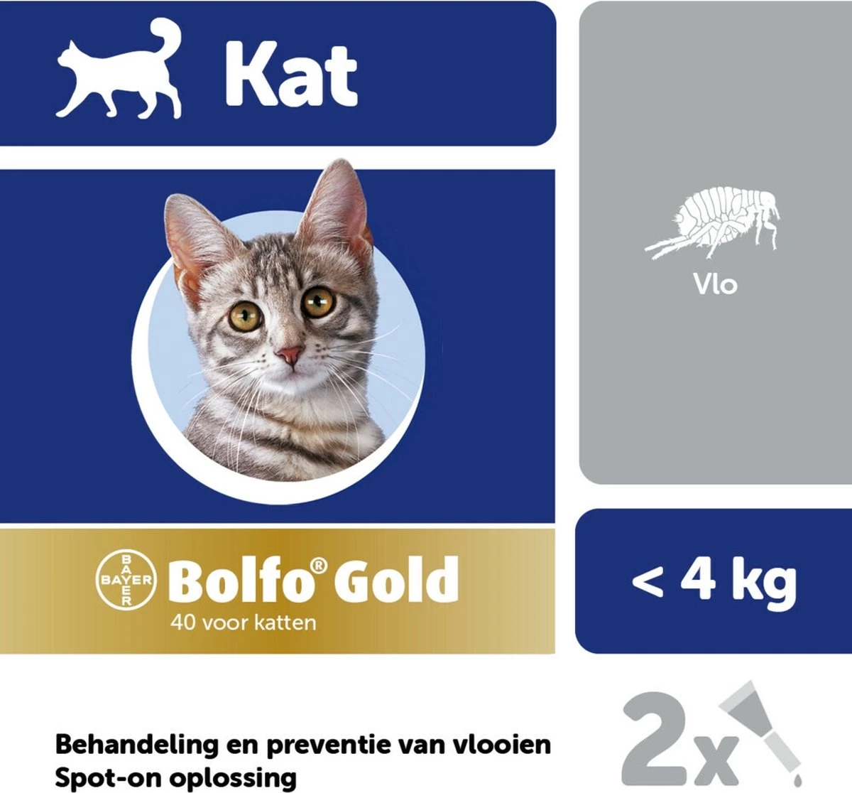 Bayer Bolfo Gold 40 Anti Vlooienmiddel - Kat - 0 Tot 4 Kg - 2 Pipetten 4 Bayer Bolfo Gold 40 Anti Vlooienmiddel - Kat - 0 Tot 4 Kg - 2 Pipetten - Afbeelding 2