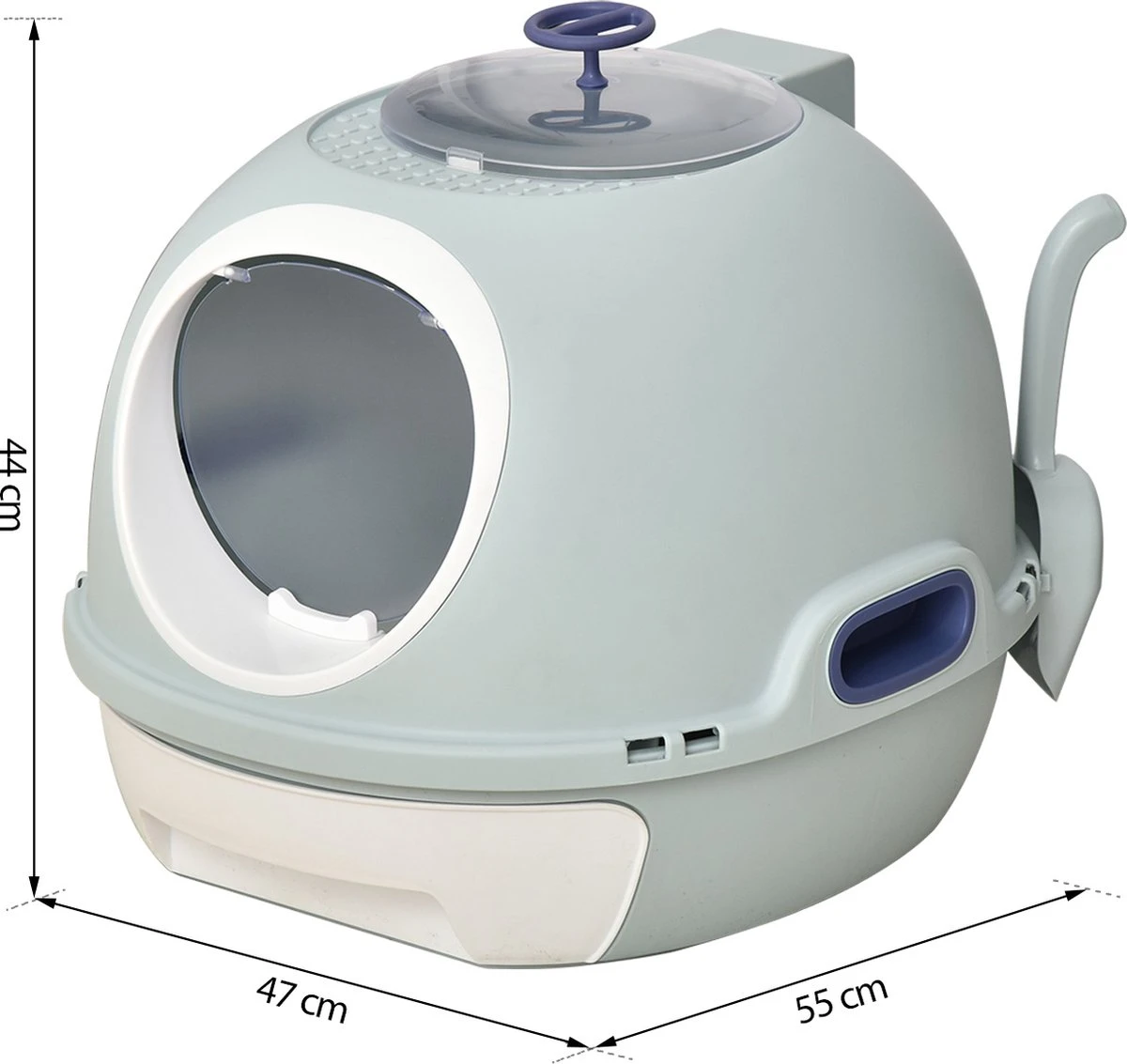 PawHut Kattentoilet Kattenbak Dakraam Bodembak Schep Draagbaar PP ABS D31-012 4 PawHut Kattentoilet Kattenbak Dakraam Bodembak Schep Draagbaar PP ABS D31-012 - Afbeelding 2