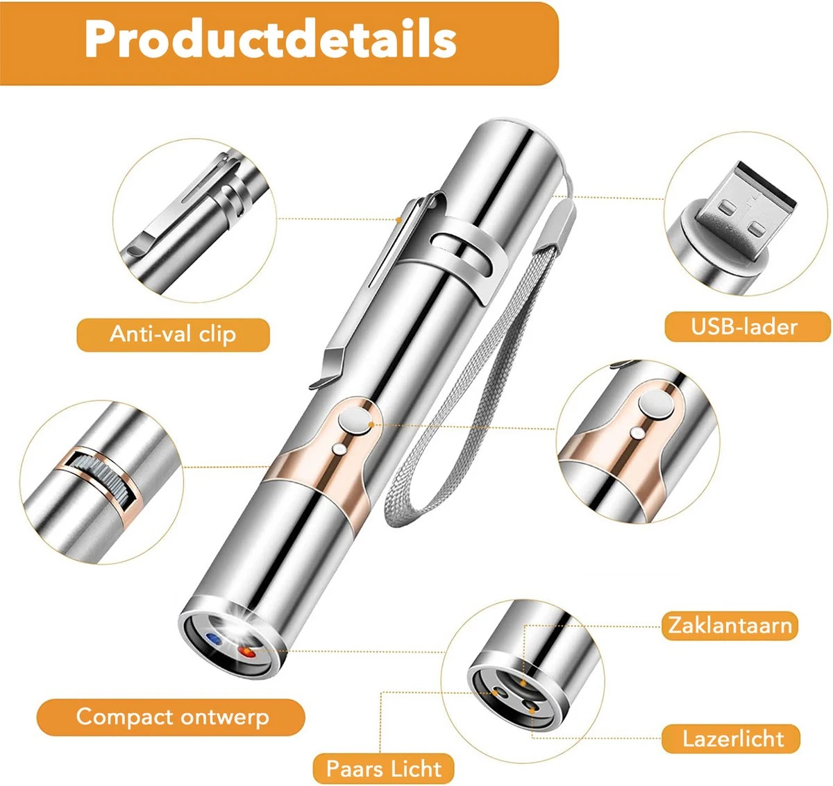 DOWO® - Laserpen - USB Oplaadbaar - Kattenspeeltjes - 7 Verschillende Standen - Laserlampje - RVS Zilver - Laser Pointer 7 DOWO® - Laserpen - USB Oplaadbaar - Kattenspeeltjes - 7 Verschillende Standen - Laserlampje - RVS Zilver - Laser Pointer - Afbeelding 5