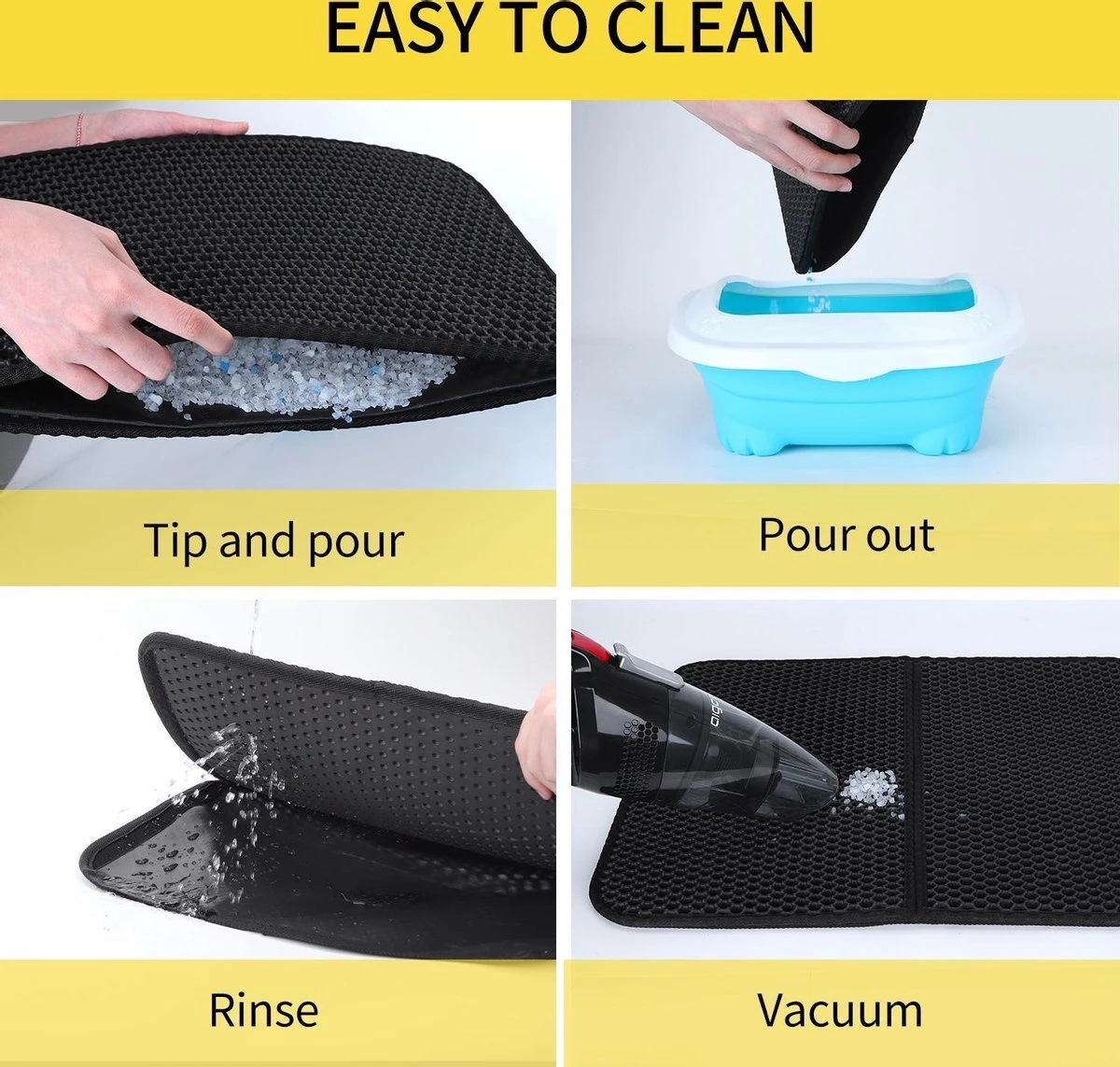 Nobleza Kattenbakmat - Kattenmat Met Filter - Kattenbak Accessoires - Grit Opvanger - 3 Lagen - Waterdicht - 60x45 Cm - Opvouwbaar - Zwart 7 Nobleza Kattenbakmat - Kattenmat Met Filter - Kattenbak Accessoires - Grit Opvanger - 3 Lagen - Waterdicht - 60x45 Cm - Opvouwbaar - Zwart - Afbeelding 5