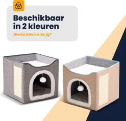 MIRO Katten Huis - Kattenhuizen - Kattenhok - Kattenmand - Dierenhuis - Opvouwbaar - Met Krabmat - Abrikoos -Katten Benodigdheden Winkel 1200x1148 5