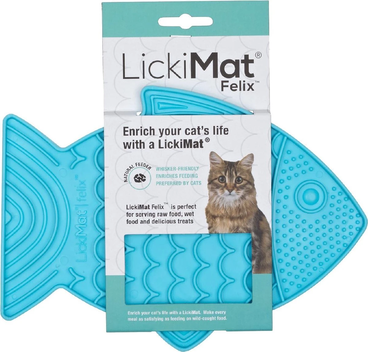 Lickimat Licki Mat Kat Likmat Felix Turquoise, 22 Cm. 4 Lickimat Licki Mat Kat Likmat Felix Turquoise, 22 Cm. - Afbeelding 2