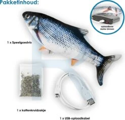 RealN Elektrische Speelvis Clownvis Inclusief Catnip Zakje – Kattenspeeltjes - Kattenspeelgoed – Krachtige Batterij – Bewegende Vis – Leukste Kattenspeeltje Goudvis – Kat Actiever Maken – 30 Cm – Speelvis Katten – Wasbaar – Oplaadbaar – Blauw/Wit -Katten Benodigdheden Winkel 1200x1149 8