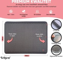 TEBJEN Kattenbakmat – Kattenbak Mat Grit Opvanger - Schoonloop Katten Mat – Dubbele Waterdichte Laag – Uitloopmat Kattenbak – Kattenbak Accessoires - Met Speelgoedmuisje En Schepje - 30cm * 30cm -Katten Benodigdheden Winkel 1200x1150 7
