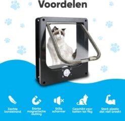 BFreshPets Kattenluik + Massageborstel - Met Tunnel - 4 Vergrendelingsstanden - Weersbestendig - Maat L - Zwart - 27 X 24 Cm -Katten Benodigdheden Winkel 1200x1156 3