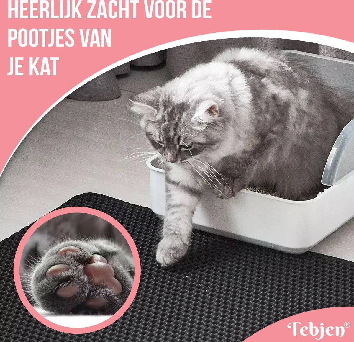TEBJEN Kattenbakmat – Kattenbak Mat Grit Opvanger - Schoonloop Katten Mat – Dubbele Waterdichte Laag – Uitloopmat Kattenbak – Kattenbak Accessoires - Met Speelgoedmuisje En Schepje - 40x50cm 11 TEBJEN Kattenbakmat – Kattenbak Mat Grit Opvanger - Schoonloop Katten Mat – Dubbele Waterdichte Laag – Uitloopmat Kattenbak – Kattenbak Accessoires - Met Speelgoedmuisje En Schepje - 40x50cm - Afbeelding 9