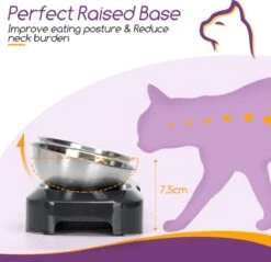 Nobleza Katten Voerbakjes - Ergonomische Dubbele Voerbak - Anti Braak Voerbak Voor Katten - Zwart - Dubbel - RVS -Katten Benodigdheden Winkel 1200x1161 19