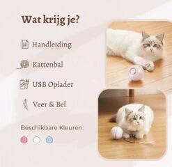 MyBuddy - Interactieve Zelf Rollende Bal - Kattenspeeltjes - Kattenspeelgoed - Bal Voor Katten - LED Lights - Speelgoed - USB - Roze -Katten Benodigdheden Winkel 1200x1168 7