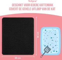 TEBJEN Kattenbakmat – Kattenbak Mat Grit Opvanger - Schoonloop Katten Mat – Dubbele Waterdichte Laag – Uitloopmat Kattenbak – Kattenbak Accessoires - Met Speelgoedmuisje En Schepje - 30cm * 30cm -Katten Benodigdheden Winkel 1200x1171 5