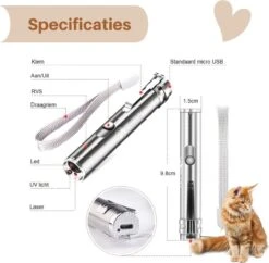 Laserpen - USB - Kattenspeeltjes - Zaklamp - Kat - Laser - Kattenspeelgoed - RVS Opbergblikje -Katten Benodigdheden Winkel 1200x1178 4