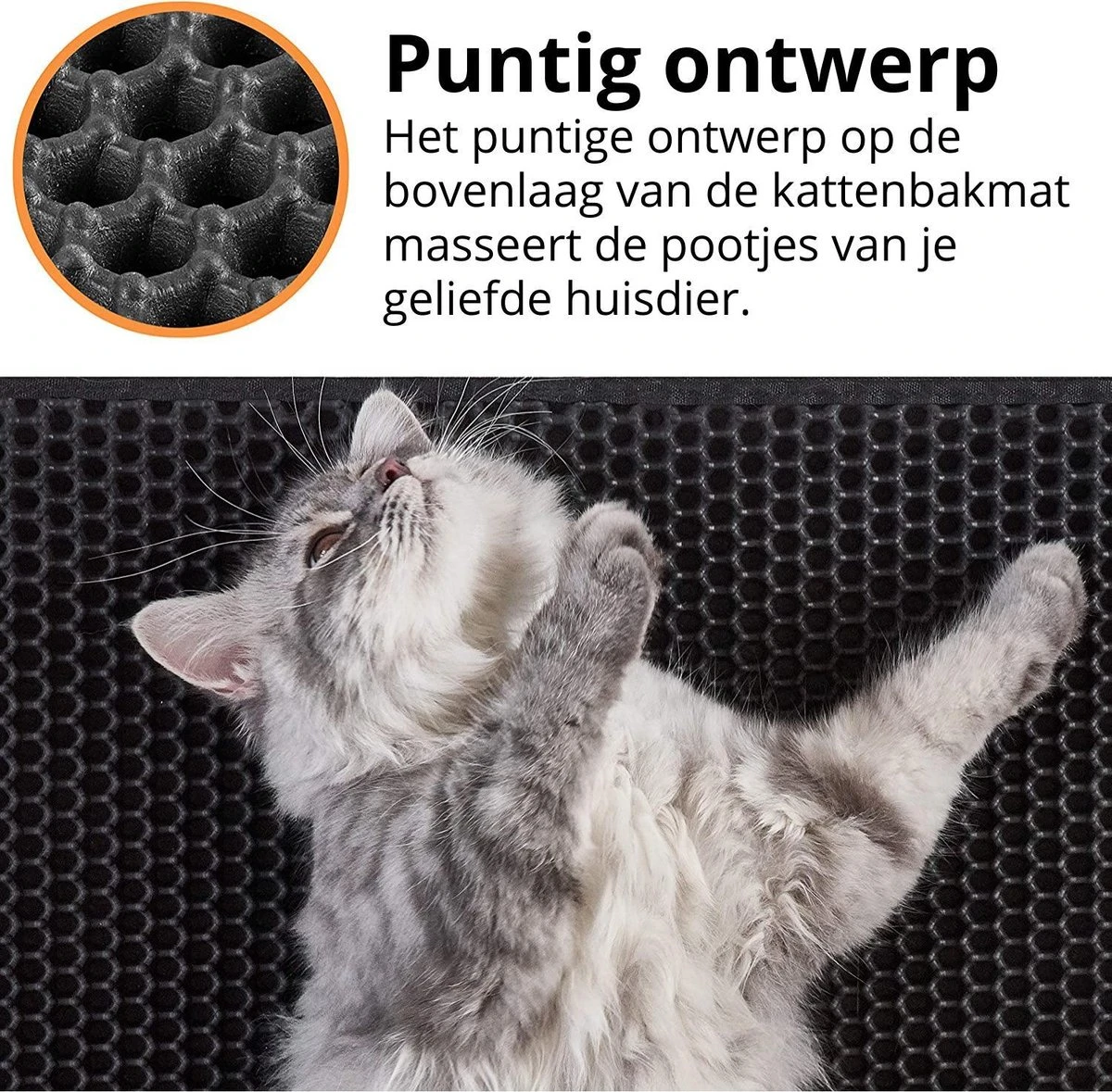 Behave Kattenbakmat - Dubbele Laag - Honingraatdesign - Waterdicht - Katten Grit Opvanger - Schoonloopmat - Kattenbak Mat - Zwart - 45*60 Cm 8 Behave Kattenbakmat - Dubbele Laag - Honingraatdesign - Waterdicht - Katten Grit Opvanger - Schoonloopmat - Kattenbak Mat - Zwart - 45*60 Cm - Afbeelding 6