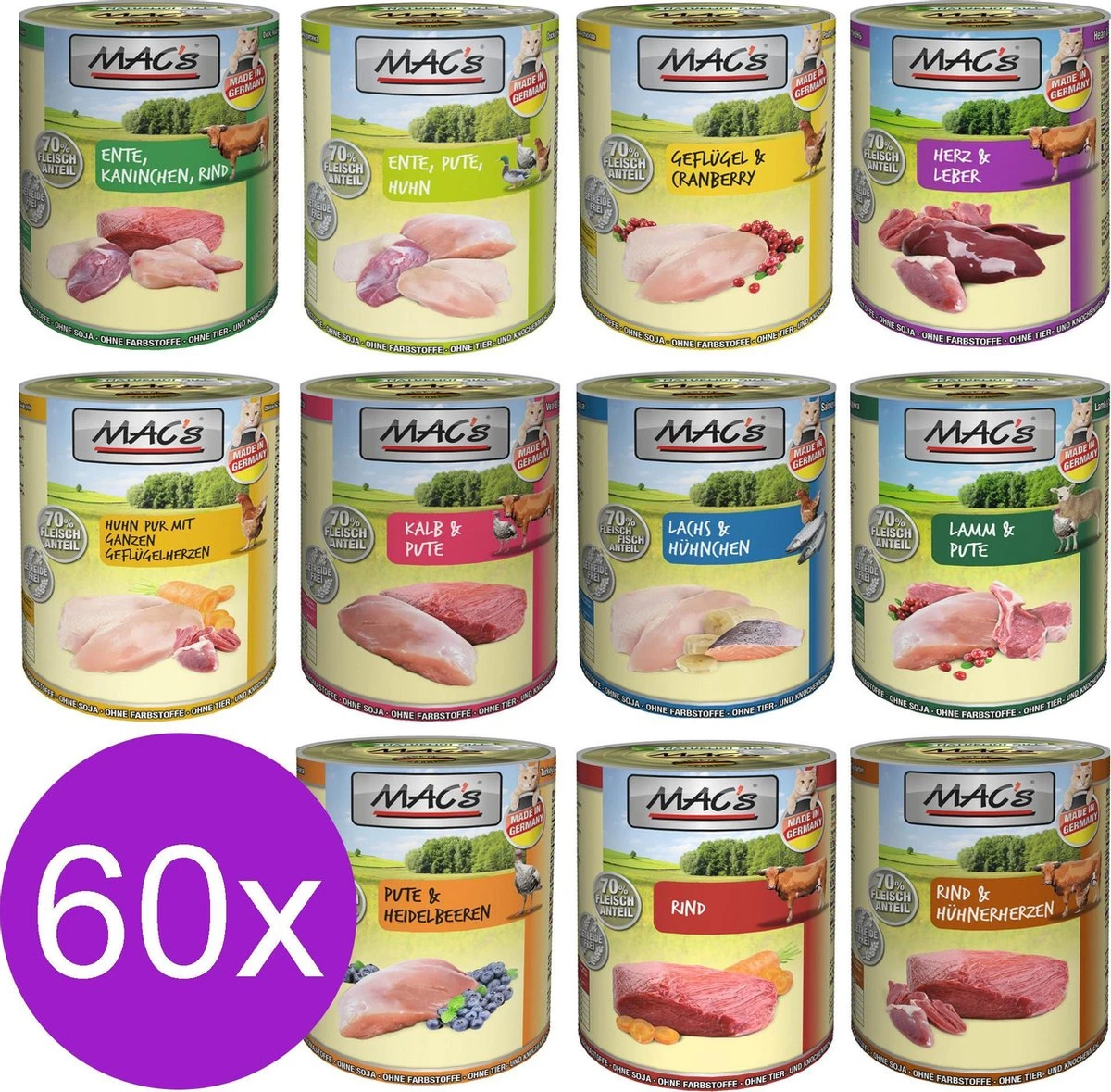 Merkloos MAC’s Kattenvoer Natvoer Blik Mixpakket 60 X 400g + Kattensnoepjes 3 Merkloos MAC’s Kattenvoer Natvoer Blik Mixpakket 60 X 400g + Kattensnoepjes